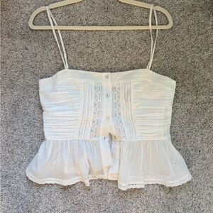 White Lace Trimmed Women's Top